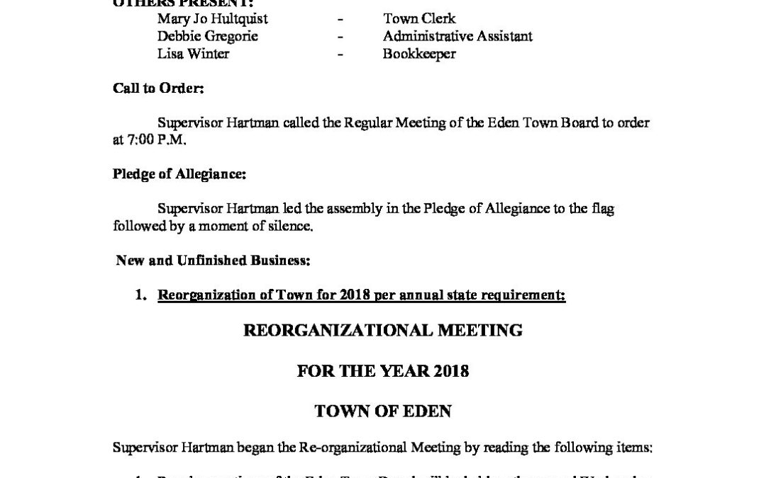 2018-01-03 Re-Organizational Meeting