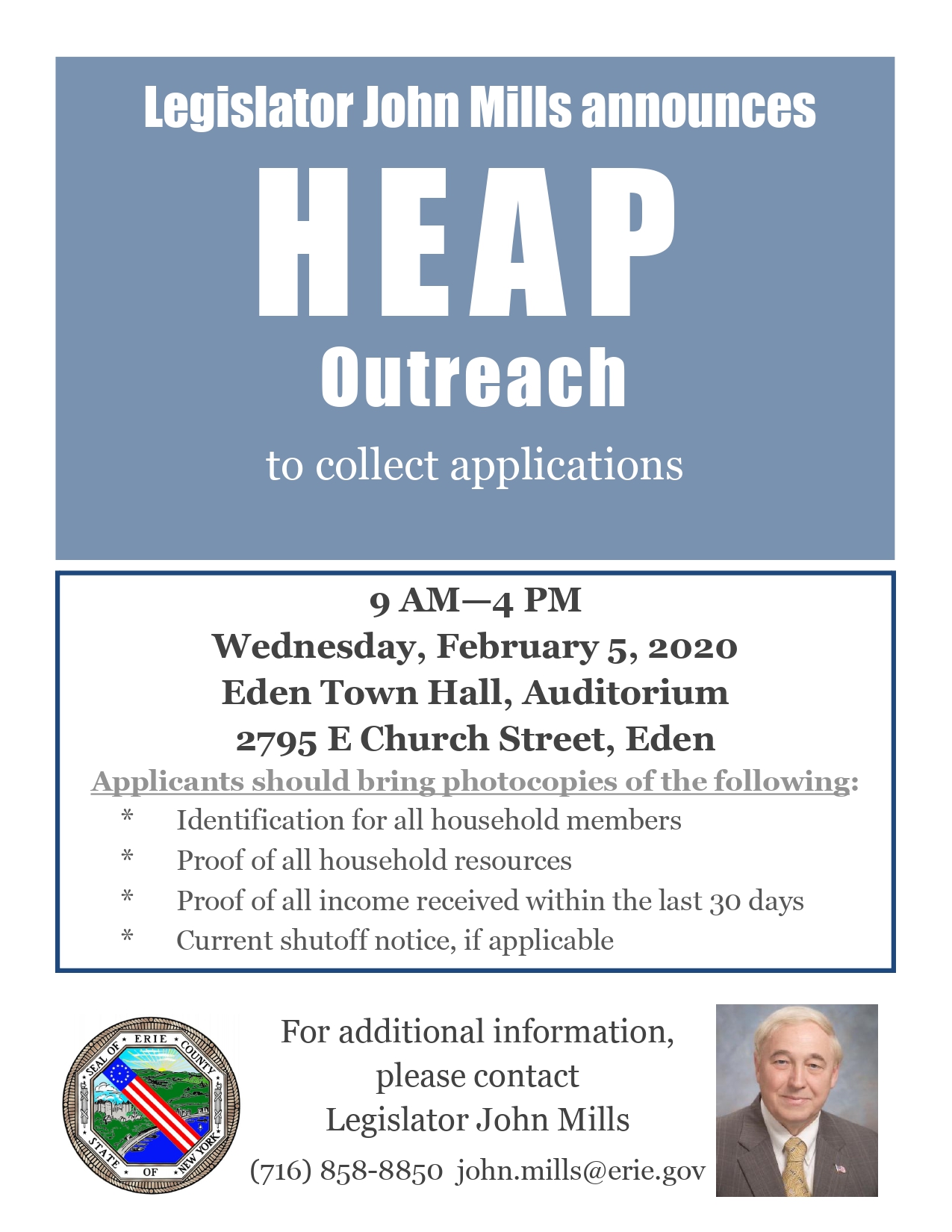 HEAP outreach Feb. 5th at the Eden Town Hall Town of Eden, New York