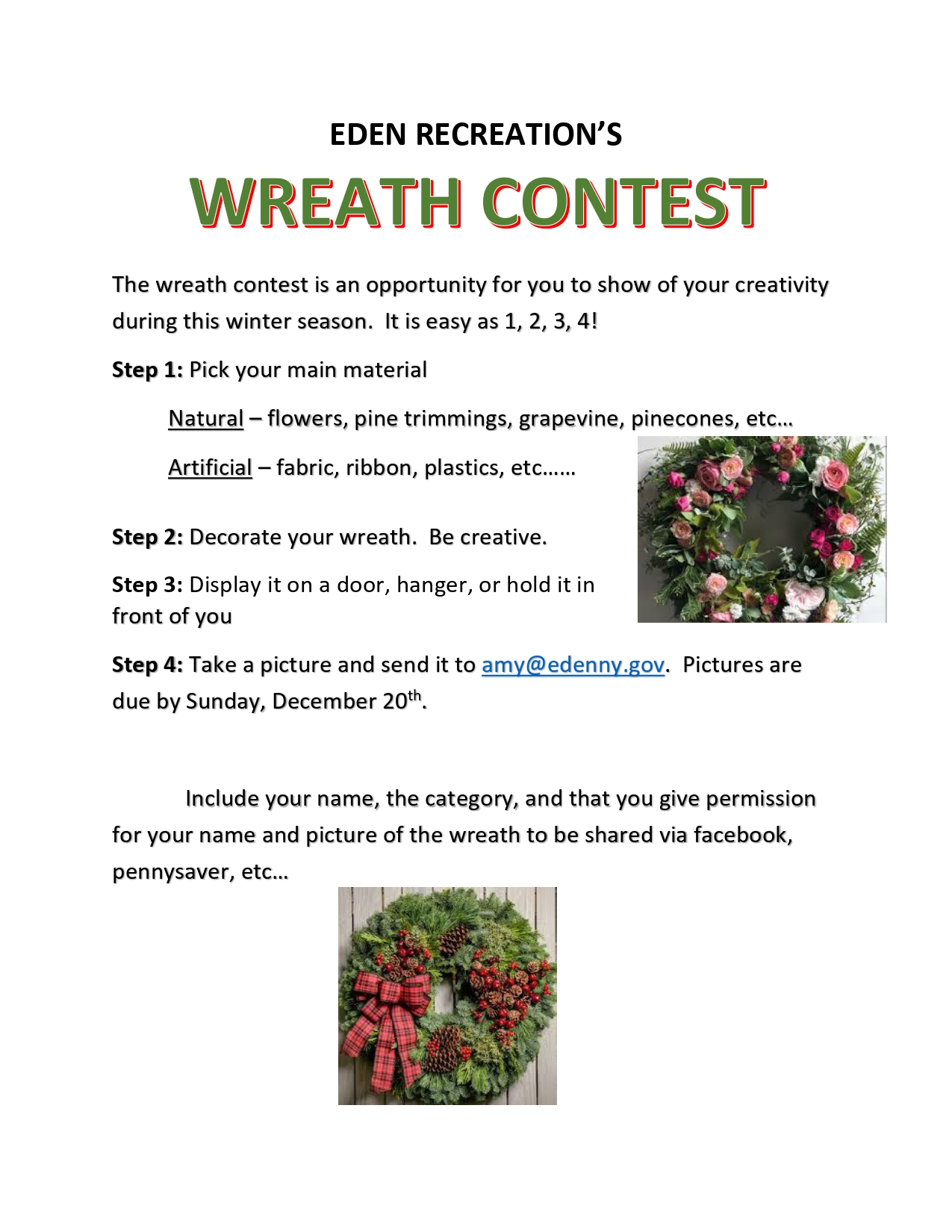 Wreath Decorating Contest Town of Eden, New York